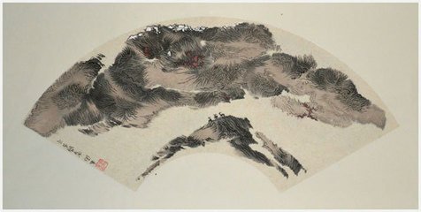 题郭熙山水扇