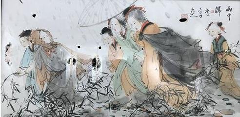 秋日雨中与萧赞善访殷舍人于翰林座中作